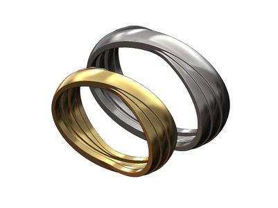 Overlapping bands ring 3D print model