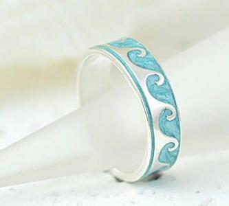 Waves Ring  Enamel in Silver Tone Brand New
