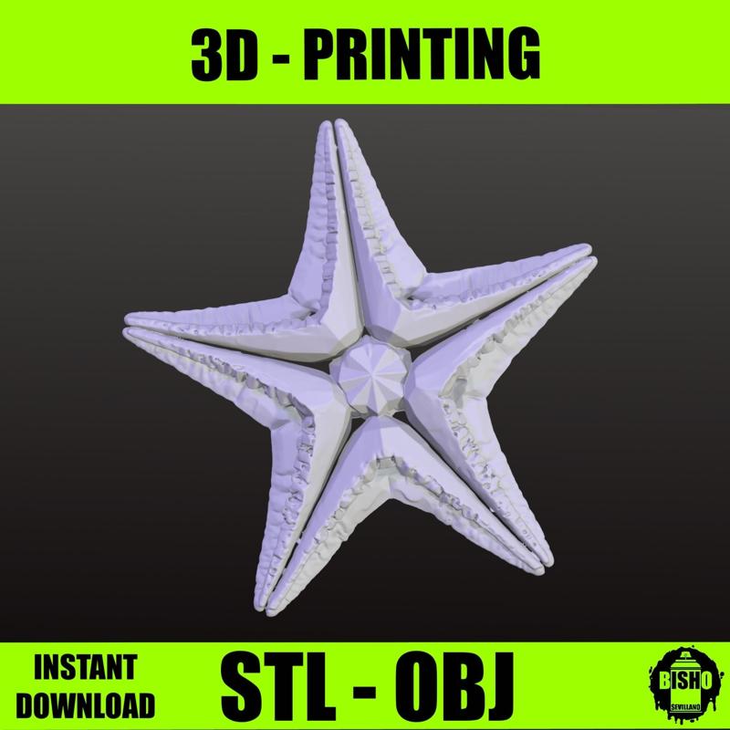 SEA STAR 13 - Starfish digital STL and OBJ file for sea animal 3D printing