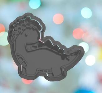 Dinosaur Brachiosaurus With Florals  Cookie Cutter