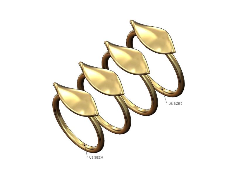 Twisted leaf statement band US sizes 6to9 3D print model