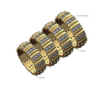 Iced Ribbed diamond eternity dome cigar band US sizes 6to9 3D print model