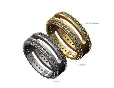 Diamond sides slot cigar band US sizes 7 8 3D print model
