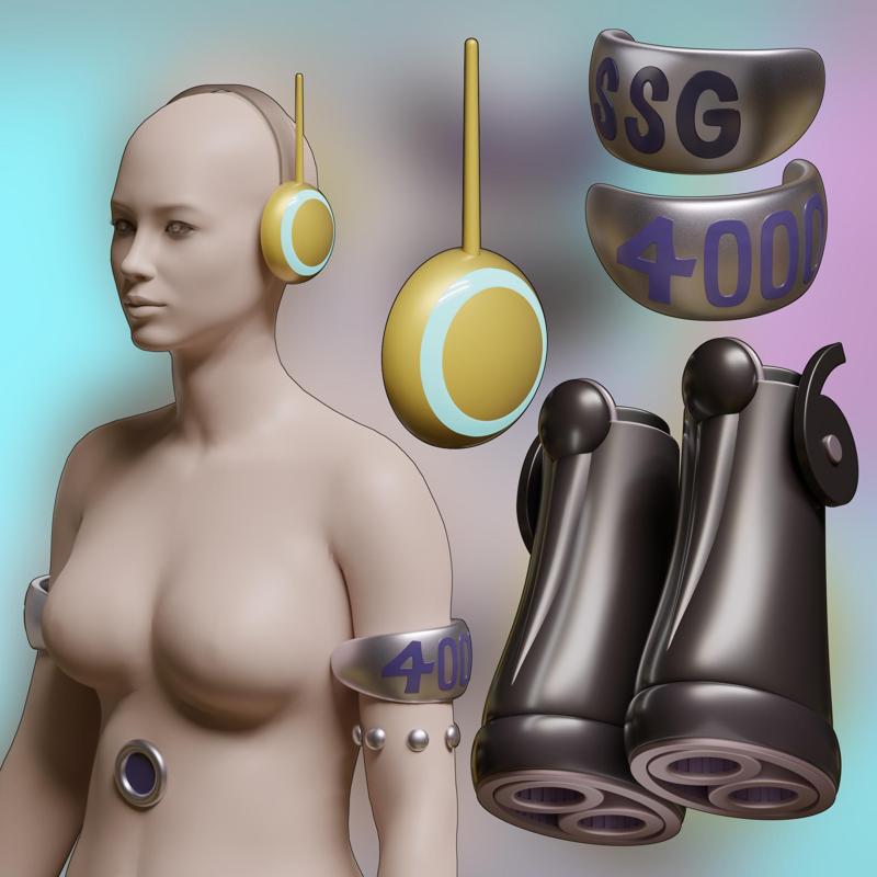 ONE PIECE ROBIN HEADPHONE + DOM boots  EGGHEAD COSPLAY 3D PRINT MODEL