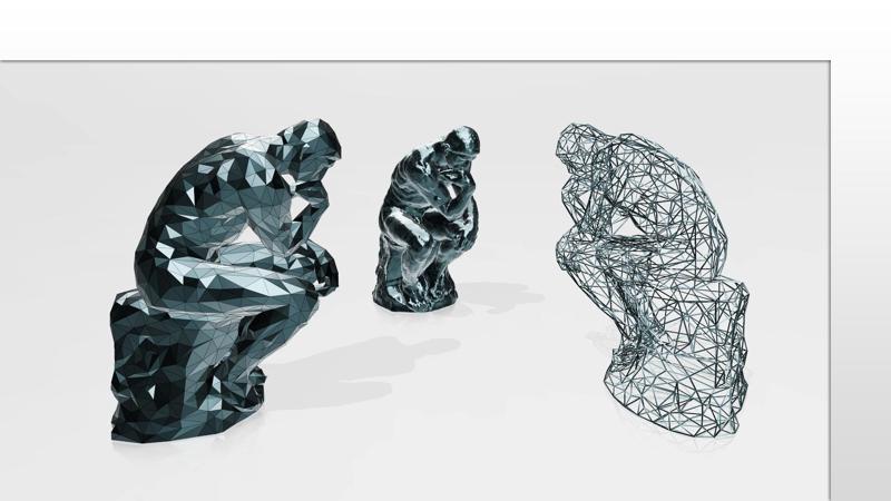 Rodin Thinker - LowPoly - Wireframe 3D Model Print
