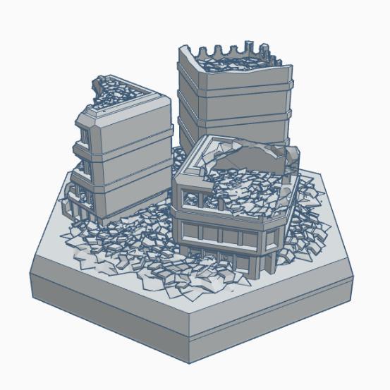Sci-Fi Ruined Building 23 Hex Map Scale HMSSFR023