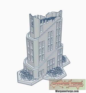 Sci-Fi Ruined Building 13 with Hex Base SFRHB013