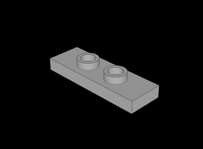 Lego Compatible (34103.dat) Plate  1 x  3 with  2 Studs Offset