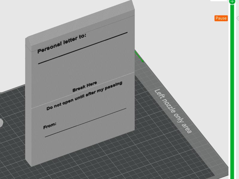 Personal letter in permanently closed box