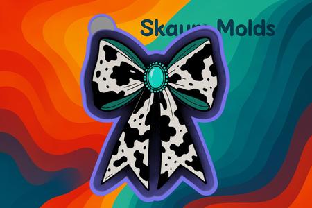 🎀 Retro Cowprint Bow – Freshie, Keychain, Resin & Candle Mold