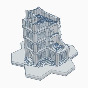 Gothic Ruined Building 8 with Hex Base GRHB008