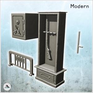 Police station furniture set with barrier and weapons cabinet (9) - Cold Era Modern Warfare Conflict World War 3 RPG  Post-apo