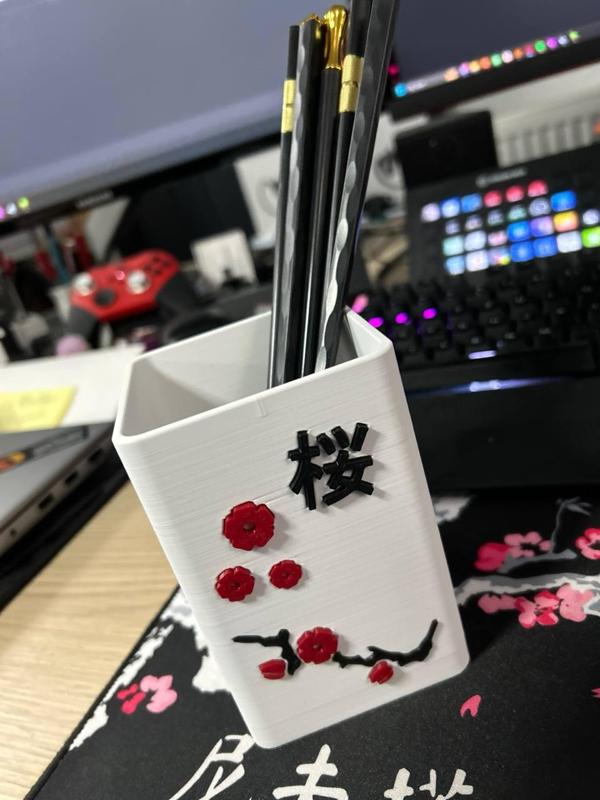 Sakura Vase with 3D Flowers // Multicolour Print // Cherry Blossom