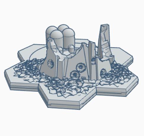 Ruined Mech Bunker with Coolant Pool with hex Base MilRHB013