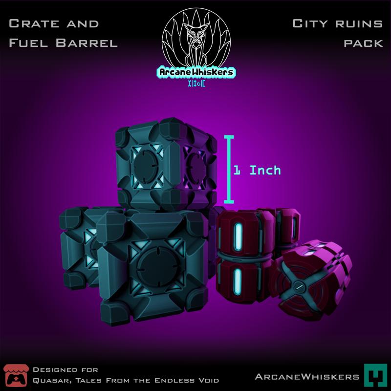 Sci-fi Crate and Fuel Barrel