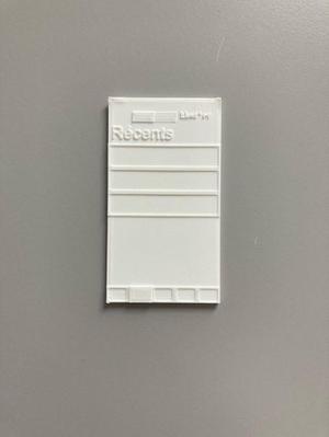 Ecran d'Iphone en relief. Application contact-onglet Récents.