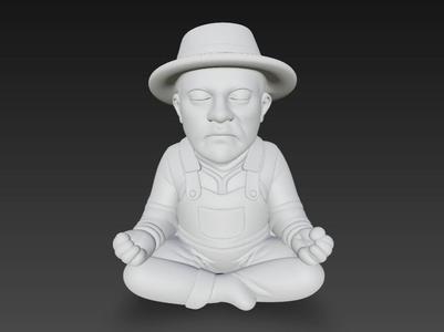 Zen Gardener in Meditation