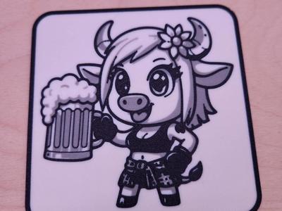 Coaster - Beer Cow Girl