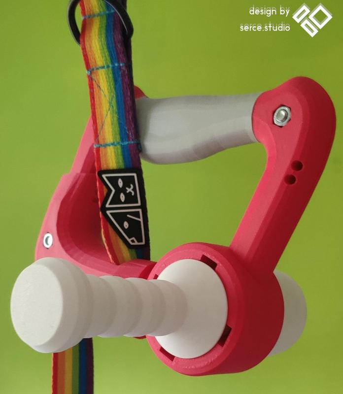 Overengineered dog leash handle with rugged design, poop bag container and treats dispenser