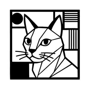 Cat Portrait - Geometric Wall Art 3D Print Laser Cutting