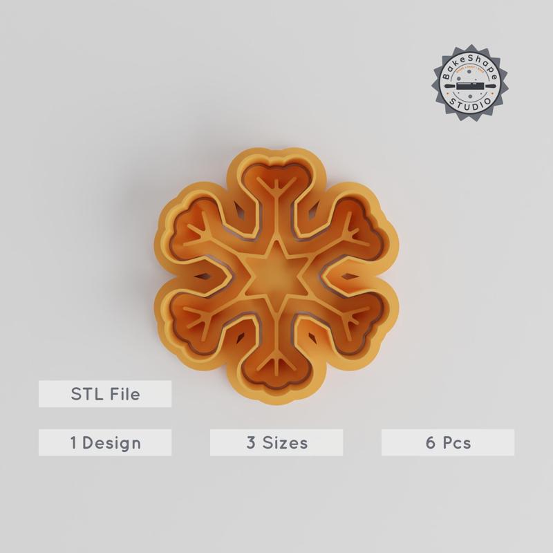 Snowflake Shape Cutter & Stamp Set, Cookie & Fondant Art, S/M/L, Christmas & Winter Baking Decoration