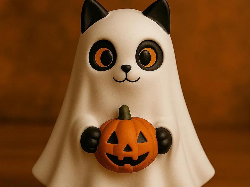 Trick or Treating Cat with Pumpkin  Model