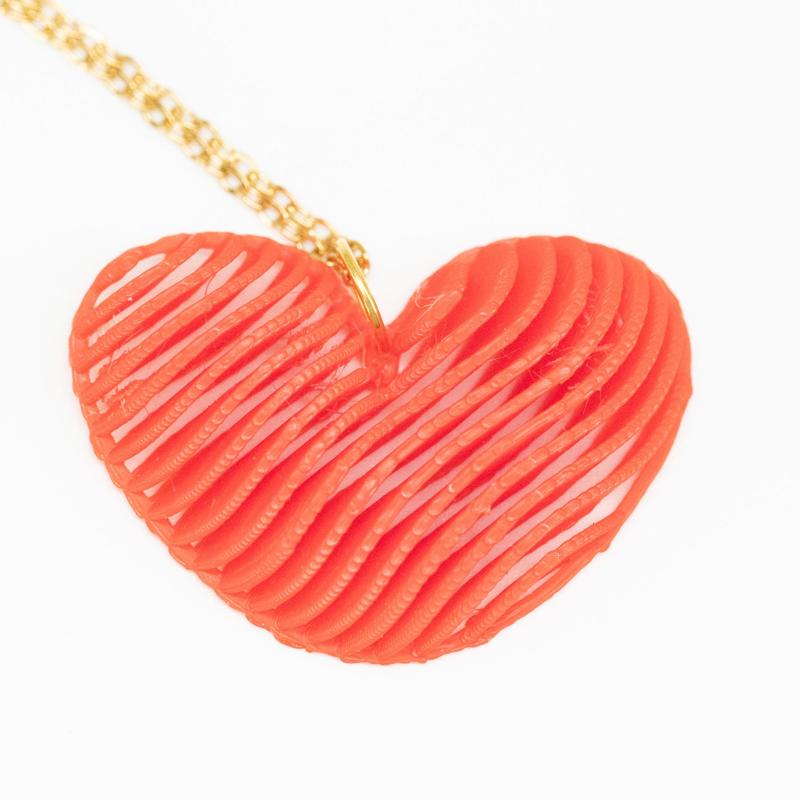 Wave Heart Pendant – 3D Printable Necklace or Earring