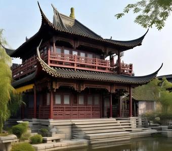 Traditional Chinese Two-Story Building