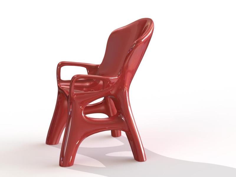 Red organic armchair