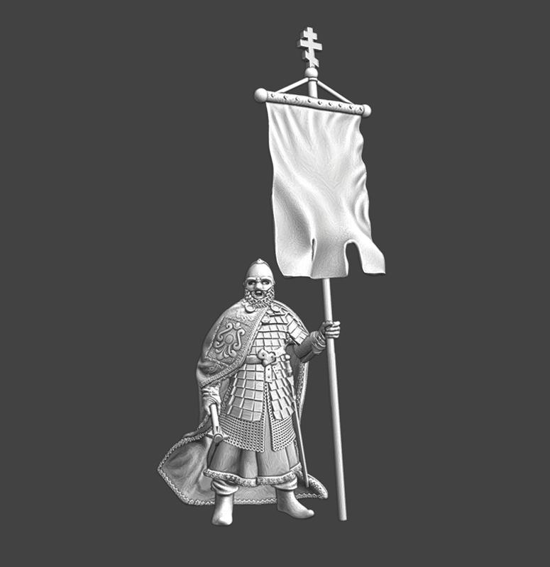 Medieval banner of Novgorod . Russian knight