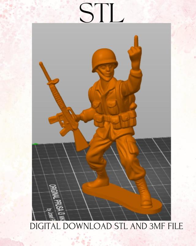 Rude Army Guy // Middle finger // Adult gag gift humor