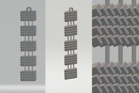 Square art designer earring, keychain, pendant