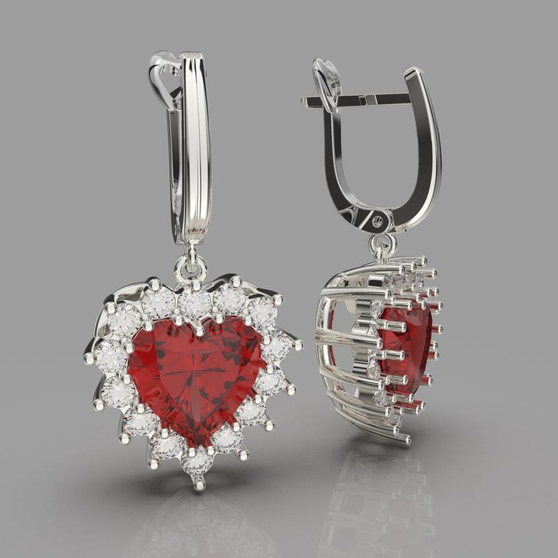 Printable STL jewelry earring gem heart 10x10mm 9ct
