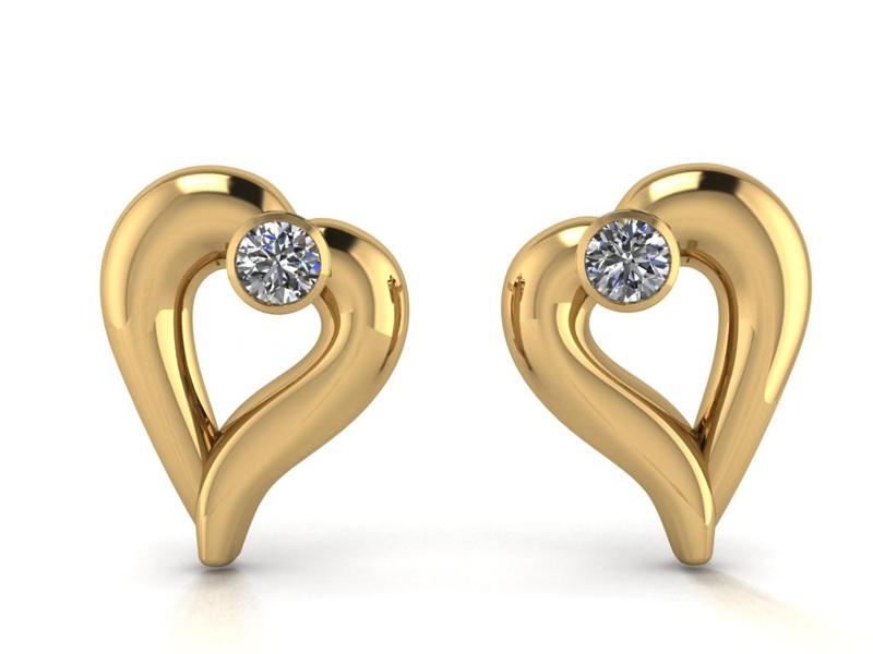 Earrings heart with diamonds 055ct - ready to print