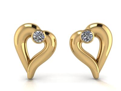 Earrings heart with diamonds 055ct - ready to print