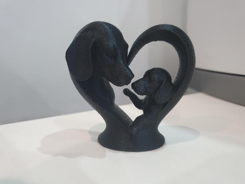 Dachshund Mother with Child Heart Dog Love Sculpture