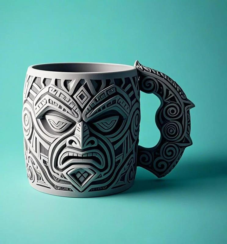 Surreal Viking Tribal Mug Sculpture
