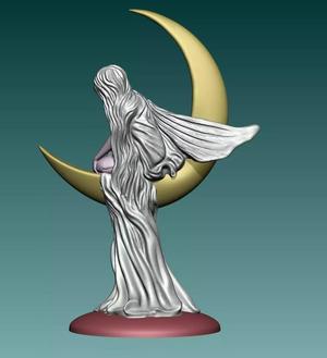 Fairy on the Crescent Moon Statue
