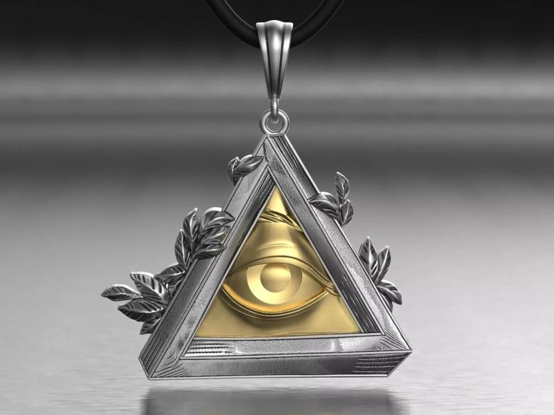 Jewelry Pendant Triangle with Eye Masonic Symbol 0321 Stl 3dm