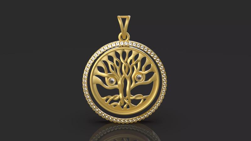 Diamond  Tree Pendant - 0072
