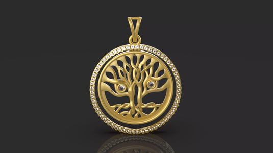 Diamond  Tree Pendant - 0072