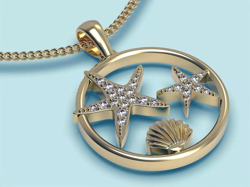 Sea pendant  gold  printable 3D model