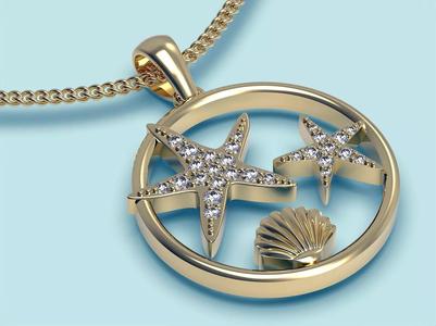 Sea pendant  gold  printable 3D model