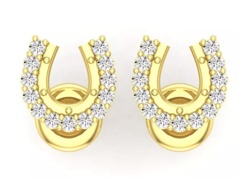 AV 627 Diamond Ladies Horse Shoe Earrings