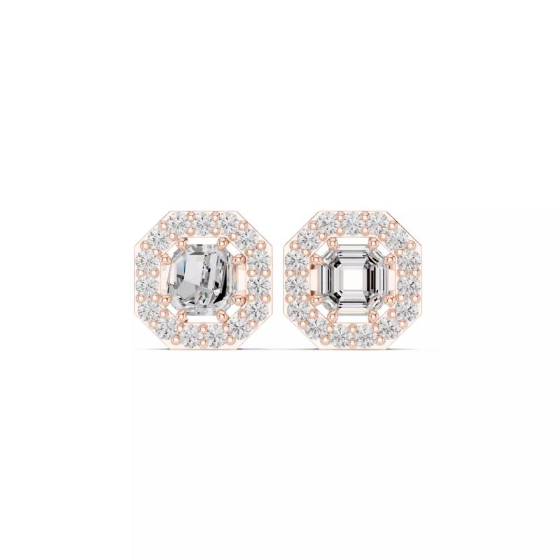 Asscher Cut Halo Diamond Stud Earring 3DM STL Video