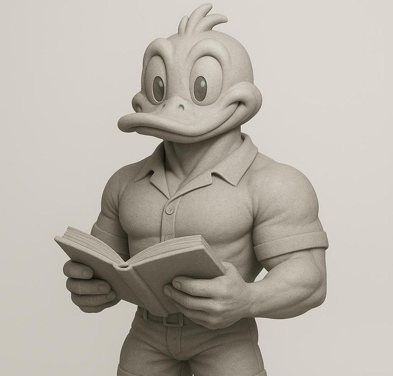 gym duck / smart duck, pato mamado intelectual / pato musculoso intelectual