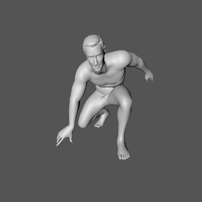 Decorative Man Sculpture Low-poly 3D model