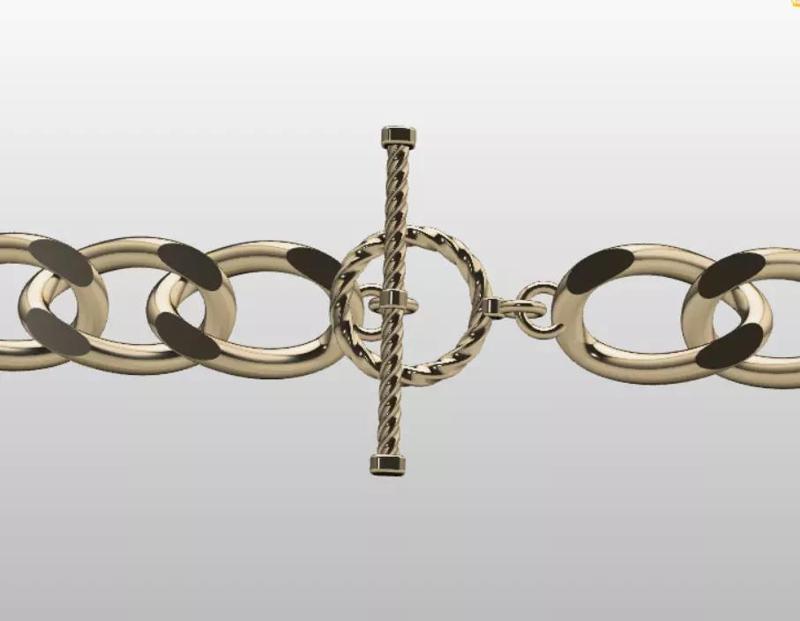 toggle set clasp T-lock cuban chain bracelet 3D print file