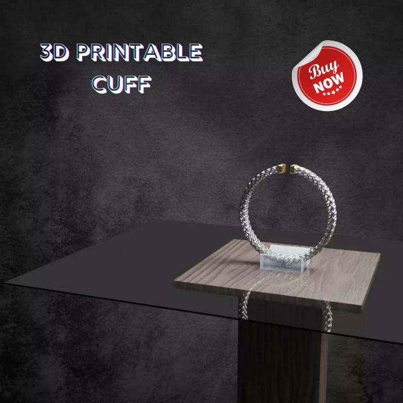 Luxurious 3D Printable Cuff Bracelet Elegant Minimalist Design