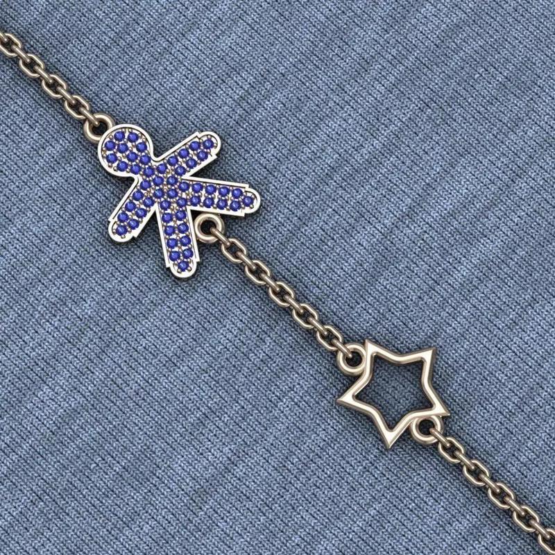 Pendants boy with diamonds and star for bracelet